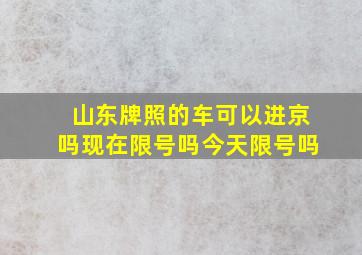 山东牌照的车可以进京吗现在限号吗今天限号吗