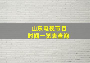 山东电视节目时间一览表查询