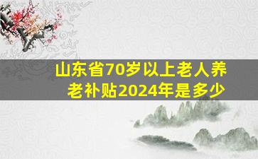 山东省70岁以上老人养老补贴2024年是多少