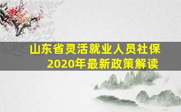 山东省灵活就业人员社保2020年最新政策解读