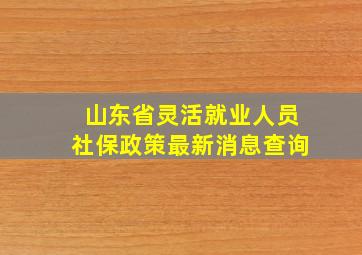 山东省灵活就业人员社保政策最新消息查询