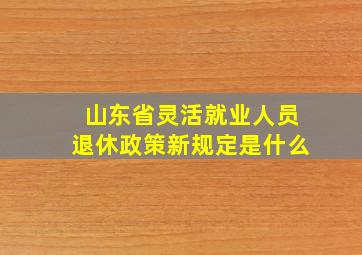 山东省灵活就业人员退休政策新规定是什么