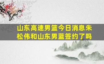 山东高速男篮今日消息朱松伟和山东男蓝签约了吗