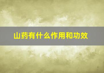 山药有什么作用和功效