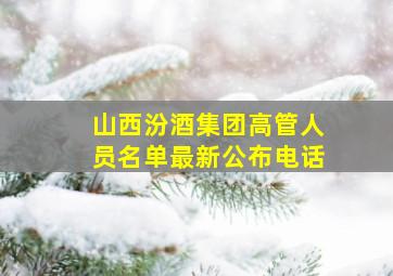 山西汾酒集团高管人员名单最新公布电话