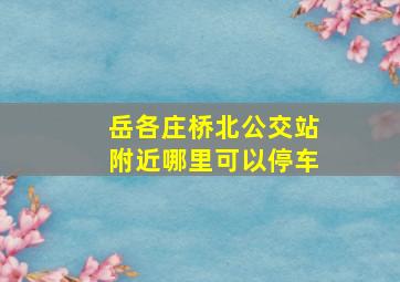 岳各庄桥北公交站附近哪里可以停车