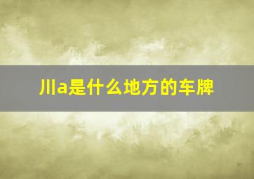 川a是什么地方的车牌