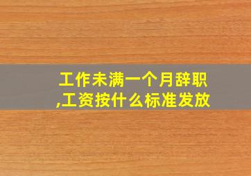 工作未满一个月辞职,工资按什么标准发放