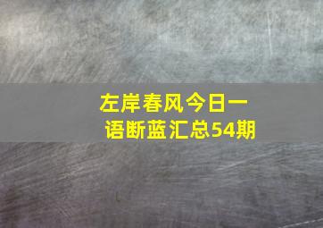 左岸春风今日一语断蓝汇总54期