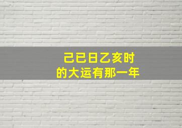 己已日乙亥时的大运有那一年