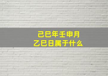 己巳年壬申月乙巳日属于什么