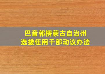 巴音郭楞蒙古自治州选拔任用干部动议办法