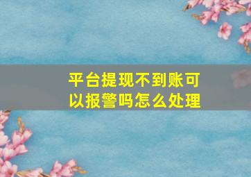 平台提现不到账可以报警吗怎么处理