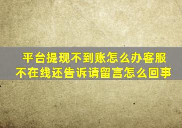 平台提现不到账怎么办客服不在线还告诉请留言怎么回事