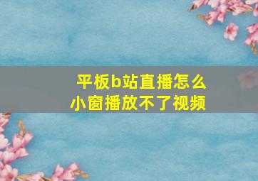 平板b站直播怎么小窗播放不了视频