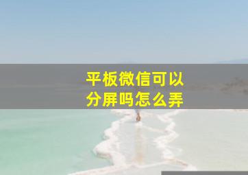 平板微信可以分屏吗怎么弄