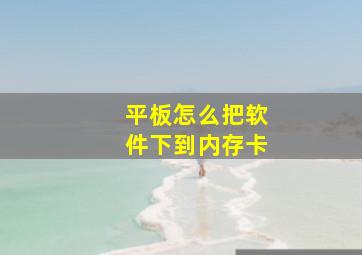 平板怎么把软件下到内存卡