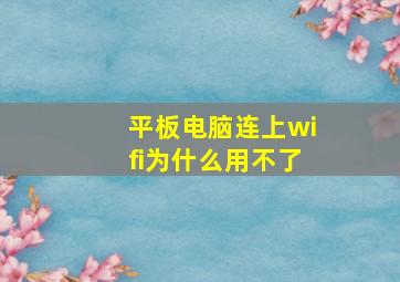 平板电脑连上wifi为什么用不了