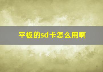 平板的sd卡怎么用啊