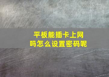 平板能插卡上网吗怎么设置密码呢