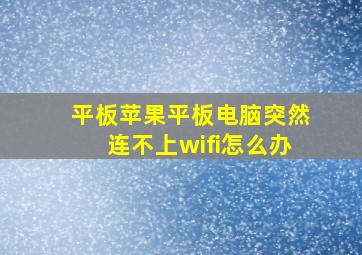 平板苹果平板电脑突然连不上wifi怎么办