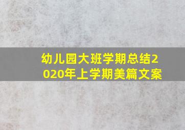 幼儿园大班学期总结2020年上学期美篇文案