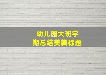 幼儿园大班学期总结美篇标题