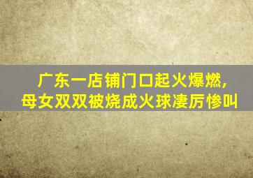 广东一店铺门口起火爆燃,母女双双被烧成火球凄厉惨叫