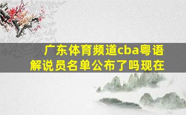 广东体育频道cba粤语解说员名单公布了吗现在