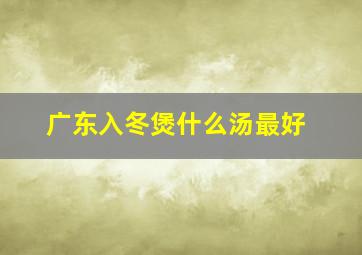 广东入冬煲什么汤最好