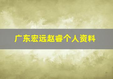 广东宏远赵睿个人资料