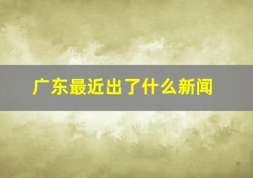 广东最近出了什么新闻