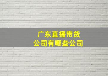 广东直播带货公司有哪些公司