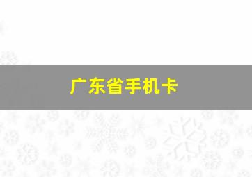 广东省手机卡