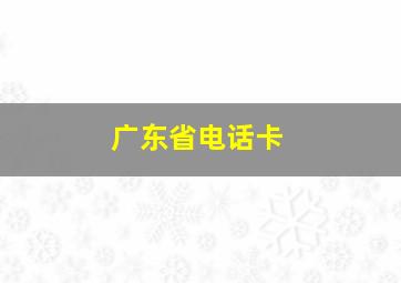 广东省电话卡