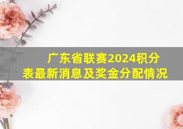 广东省联赛2024积分表最新消息及奖金分配情况