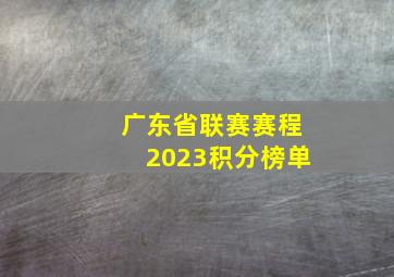 广东省联赛赛程2023积分榜单