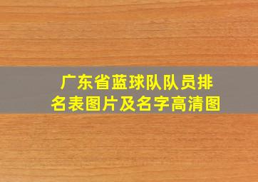 广东省蓝球队队员排名表图片及名字高清图