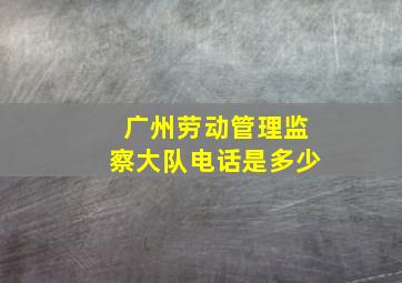 广州劳动管理监察大队电话是多少