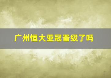 广州恒大亚冠晋级了吗