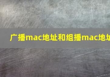 广播mac地址和组播mac地址