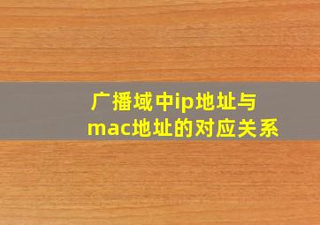 广播域中ip地址与mac地址的对应关系