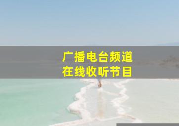 广播电台频道在线收听节目