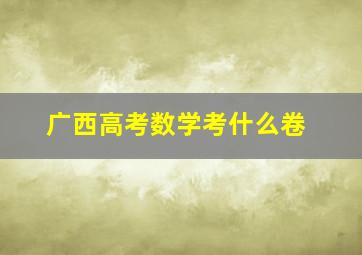 广西高考数学考什么卷