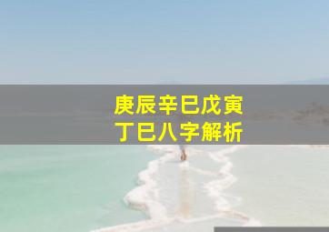 庚辰辛巳戊寅丁巳八字解析