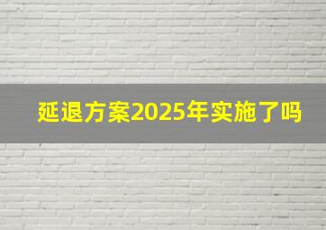 延退方案2025年实施了吗