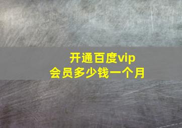 开通百度vip会员多少钱一个月