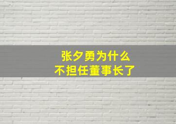 张夕勇为什么不担任董事长了