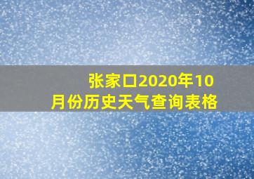 张家口2020年10月份历史天气查询表格