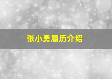 张小勇履历介绍